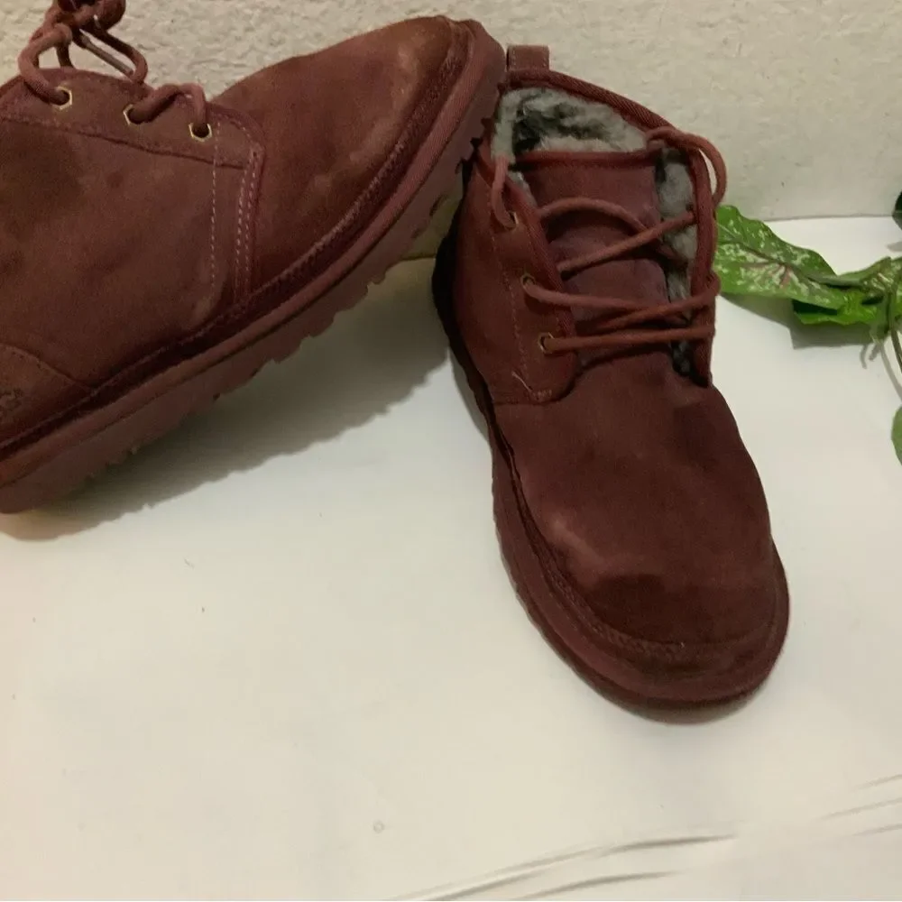 UGG Neumel 3236 Men's Burgundy Suede Cordovan Ankle Boots size 9/42